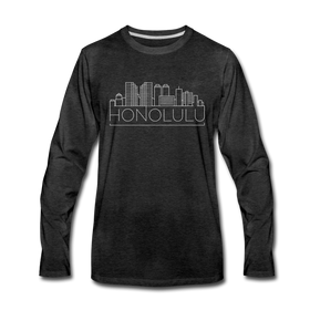 Honolulu, Hawaii Long Sleeve T-Shirt - Skylines Unisex Honolulu Long Sleeve Shirt - charcoal gray