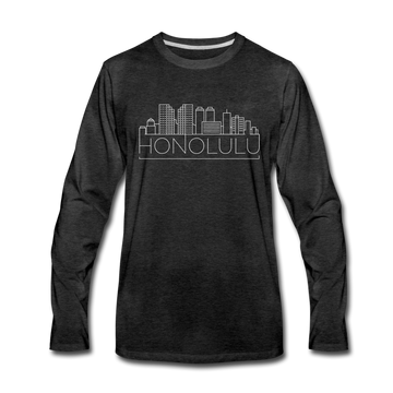 Honolulu, Hawaii Long Sleeve T-Shirt - Skylines Unisex Honolulu Long Sleeve Shirt - charcoal gray