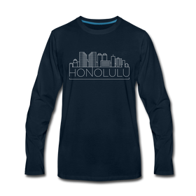 Honolulu, Hawaii Long Sleeve T-Shirt - Skylines Unisex Honolulu Long Sleeve Shirt - deep navy