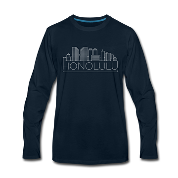 Honolulu, Hawaii Long Sleeve T-Shirt - Skylines Unisex Honolulu Long Sleeve Shirt - deep navy