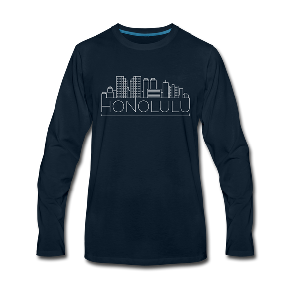 Honolulu, Hawaii Long Sleeve T-Shirt - Skylines Unisex Honolulu Long Sleeve Shirt - deep navy