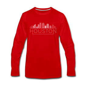 Houston, Texas Long Sleeve T-Shirt - Skylines Unisex Houston Long Sleeve Shirt - red