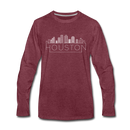 Houston, Texas Long Sleeve T-Shirt - Skylines Unisex Houston Long Sleeve Shirt - heather burgundy
