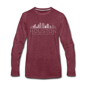 Houston, Texas Long Sleeve T-Shirt - Skylines Unisex Houston Long Sleeve Shirt - heather burgundy