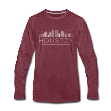 Houston, Texas Long Sleeve T-Shirt - Skylines Unisex Houston Long Sleeve Shirt - heather burgundy