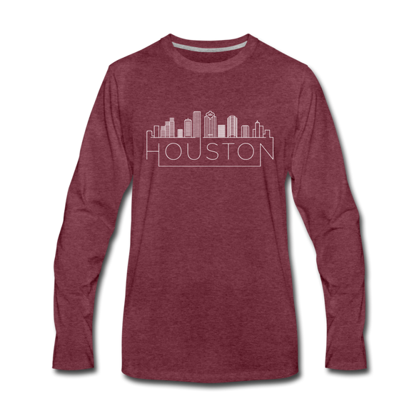 Houston, Texas Long Sleeve T-Shirt - Skylines Unisex Houston Long Sleeve Shirt - heather burgundy