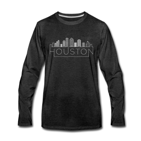 Houston, Texas Long Sleeve T-Shirt - Skylines Unisex Houston Long Sleeve Shirt - charcoal gray