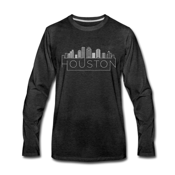 Houston, Texas Long Sleeve T-Shirt - Skylines Unisex Houston Long Sleeve Shirt - charcoal gray