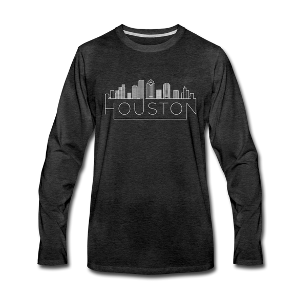 Houston, Texas Long Sleeve T-Shirt - Skylines Unisex Houston Long Sleeve Shirt - charcoal gray