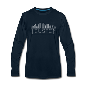 Houston, Texas Long Sleeve T-Shirt - Skylines Unisex Houston Long Sleeve Shirt - deep navy