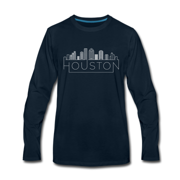 Houston, Texas Long Sleeve T-Shirt - Skylines Unisex Houston Long Sleeve Shirt - deep navy