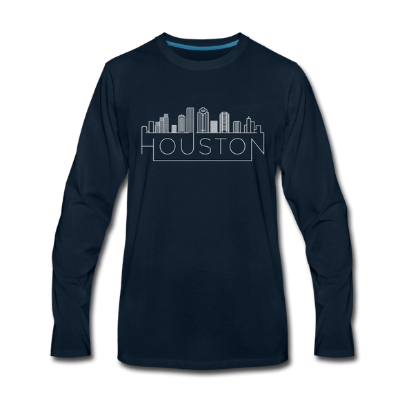 Houston, Texas Long Sleeve T-Shirt - Skylines Unisex Houston Long Sleeve Shirt - deep navy