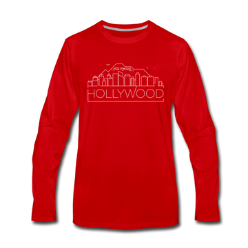 Hollywood, California Long Sleeve T-Shirt - Skylines Unisex Hollywood Long Sleeve Shirt - red