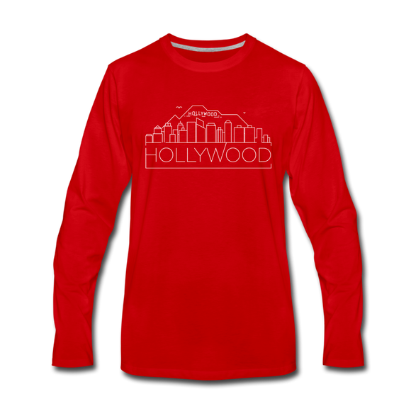 Hollywood, California Long Sleeve T-Shirt - Skylines Unisex Hollywood Long Sleeve Shirt - red