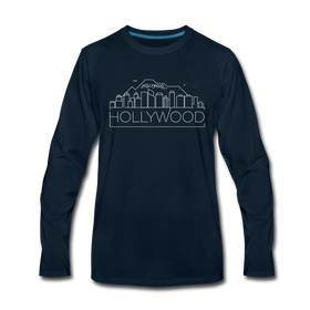 Hollywood, California Long Sleeve T-Shirt - Skylines Unisex Hollywood Long Sleeve Shirt - deep navy