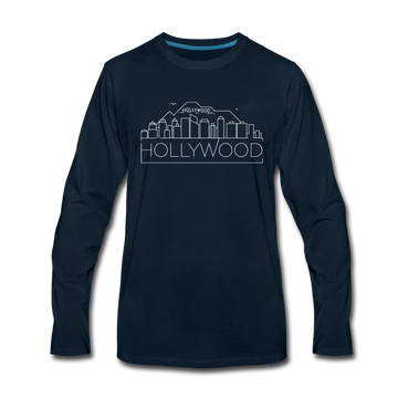 Hollywood, California Long Sleeve T-Shirt - Skylines Unisex Hollywood Long Sleeve Shirt - deep navy