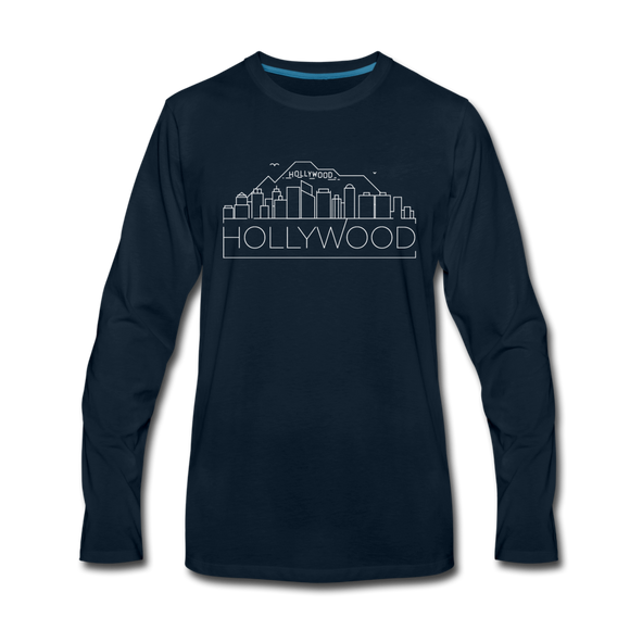 Hollywood, California Long Sleeve T-Shirt - Skylines Unisex Hollywood Long Sleeve Shirt - deep navy