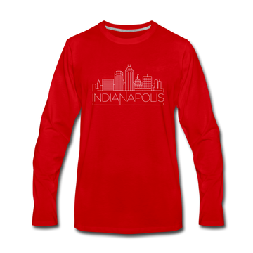 Indianapolis, Indiana Long Sleeve T-Shirt - Skylines Unisex Indianapolis Long Sleeve Shirt - red