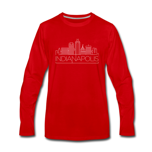 Indianapolis, Indiana Long Sleeve T-Shirt - Skylines Unisex Indianapolis Long Sleeve Shirt - red