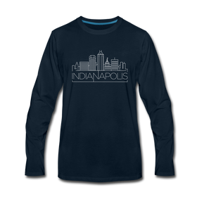 Indianapolis, Indiana Long Sleeve T-Shirt - Skylines Unisex Indianapolis Long Sleeve Shirt - deep navy