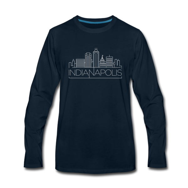 Indianapolis, Indiana Long Sleeve T-Shirt - Skylines Unisex Indianapolis Long Sleeve Shirt - deep navy