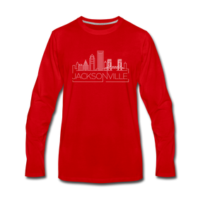 Jacksonville, Florida Long Sleeve T-Shirt - Skylines Unisex Jacksonville Long Sleeve Shirt - red