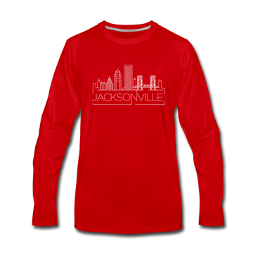 Jacksonville, Florida Long Sleeve T-Shirt - Skylines Unisex Jacksonville Long Sleeve Shirt - red