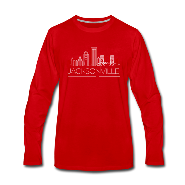 Jacksonville, Florida Long Sleeve T-Shirt - Skylines Unisex Jacksonville Long Sleeve Shirt - red