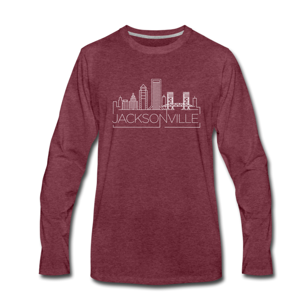 Jacksonville, Florida Long Sleeve T-Shirt - Skylines Unisex Jacksonville Long Sleeve Shirt - heather burgundy