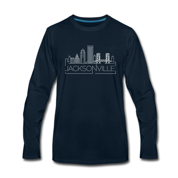Jacksonville, Florida Long Sleeve T-Shirt - Skylines Unisex Jacksonville Long Sleeve Shirt - deep navy