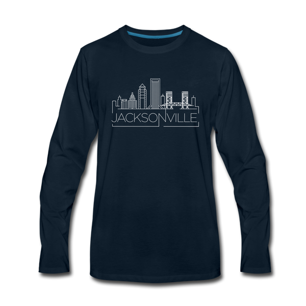 Jacksonville, Florida Long Sleeve T-Shirt - Skylines Unisex Jacksonville Long Sleeve Shirt - deep navy