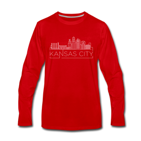 Kansas City, Missouri Long Sleeve T-Shirt - Skylines Unisex Kansas City Long Sleeve Shirt - red