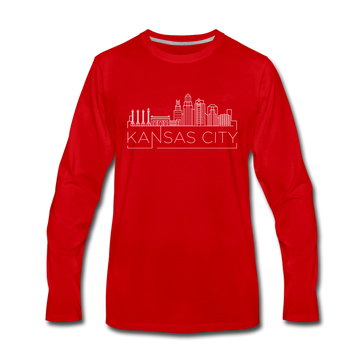 Kansas City, Missouri Long Sleeve T-Shirt - Skylines Unisex Kansas City Long Sleeve Shirt - red