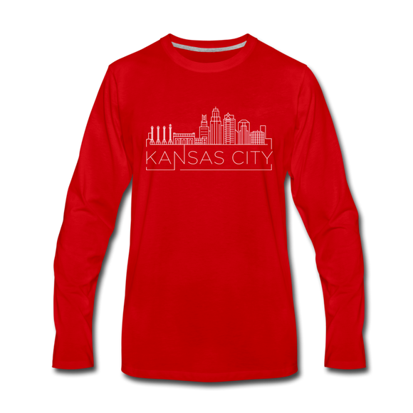 Kansas City, Missouri Long Sleeve T-Shirt - Skylines Unisex Kansas City Long Sleeve Shirt - red