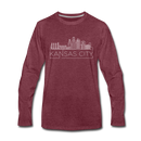 Kansas City, Missouri Long Sleeve T-Shirt - Skylines Unisex Kansas City Long Sleeve Shirt - heather burgundy