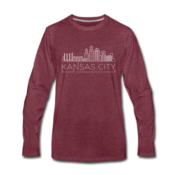 Kansas City, Missouri Long Sleeve T-Shirt - Skylines Unisex Kansas City Long Sleeve Shirt - heather burgundy