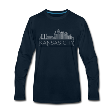 Kansas City, Missouri Long Sleeve T-Shirt - Skylines Unisex Kansas City Long Sleeve Shirt - deep navy
