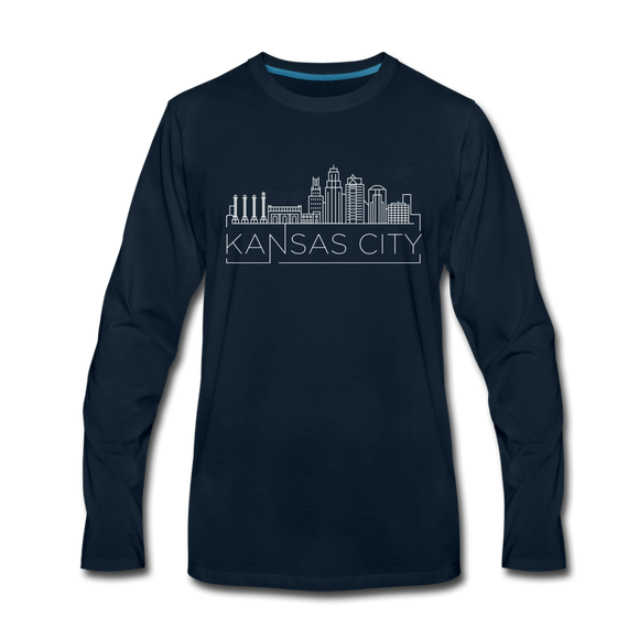 Kansas City, Missouri Long Sleeve T-Shirt - Skylines Unisex Kansas City Long Sleeve Shirt - deep navy