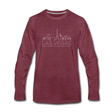 Las Vegas, Nevada Long Sleeve T-Shirt - Skylines Unisex Las Vegas Long Sleeve Shirt - heather burgundy
