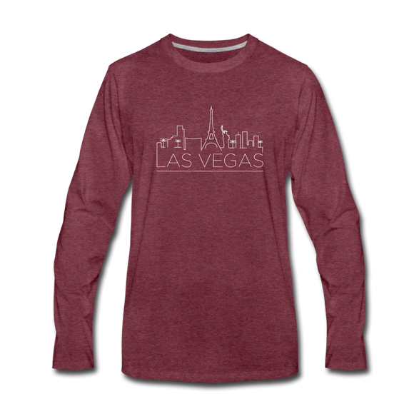 Las Vegas, Nevada Long Sleeve T-Shirt - Skylines Unisex Las Vegas Long Sleeve Shirt - heather burgundy