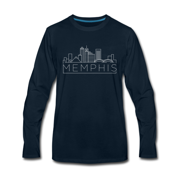 Memphis, Tennessee Long Sleeve T-Shirt - Skylines Unisex Memphis Long Sleeve Shirt - deep navy