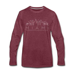 Miami, Florida Long Sleeve T-Shirt - Skylines Unisex Miami Long Sleeve Shirt - heather burgundy