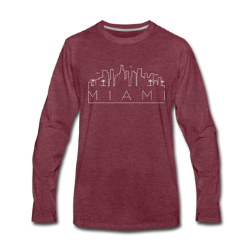 Miami, Florida Long Sleeve T-Shirt - Skylines Unisex Miami Long Sleeve Shirt - heather burgundy