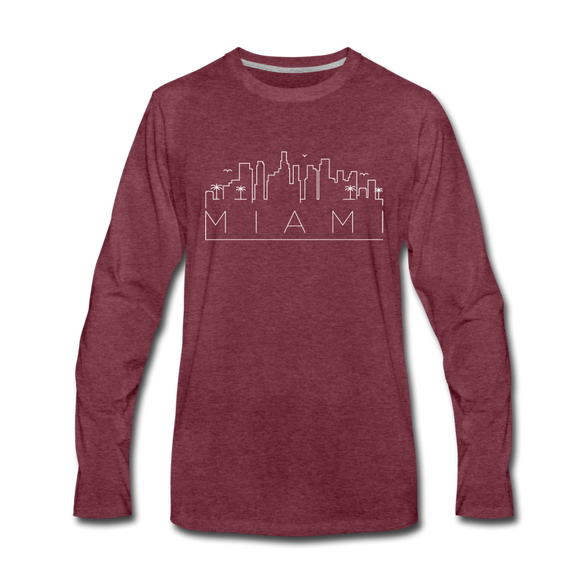 Miami, Florida Long Sleeve T-Shirt - Skylines Unisex Miami Long Sleeve Shirt - heather burgundy