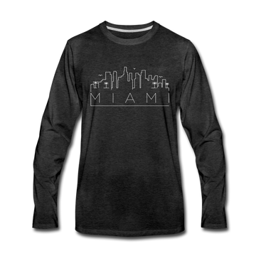Miami, Florida Long Sleeve T-Shirt - Skylines Unisex Miami Long Sleeve Shirt - charcoal gray