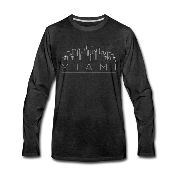 Miami, Florida Long Sleeve T-Shirt - Skylines Unisex Miami Long Sleeve Shirt - charcoal gray