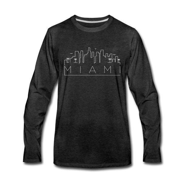 Miami, Florida Long Sleeve T-Shirt - Skylines Unisex Miami Long Sleeve Shirt - charcoal gray