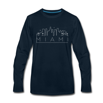 Miami, Florida Long Sleeve T-Shirt - Skylines Unisex Miami Long Sleeve Shirt - deep navy