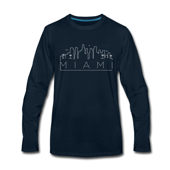 Miami, Florida Long Sleeve T-Shirt - Skylines Unisex Miami Long Sleeve Shirt - deep navy