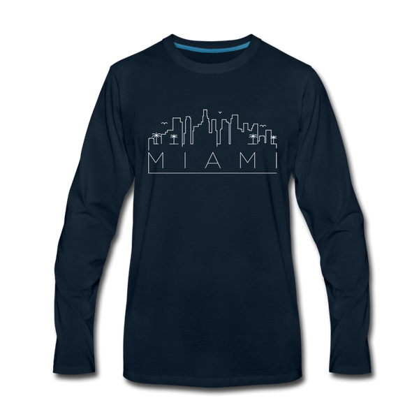 Miami, Florida Long Sleeve T-Shirt - Skylines Unisex Miami Long Sleeve Shirt - deep navy